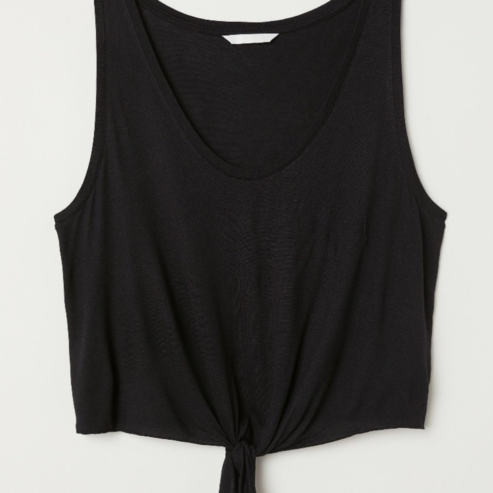 Sleeveless black tie top